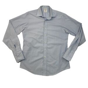 Brooks Brothers Shirt Mens 16 Breeze Blue Regent Dress Non Iron American Supima